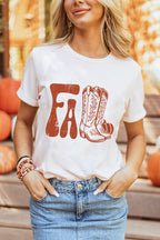 White FALL Boots Cracking Graphic T Shirt