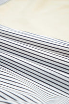 Beige Floral Striped Drop Sleeve Collared Boxy Fit Sweatshirt