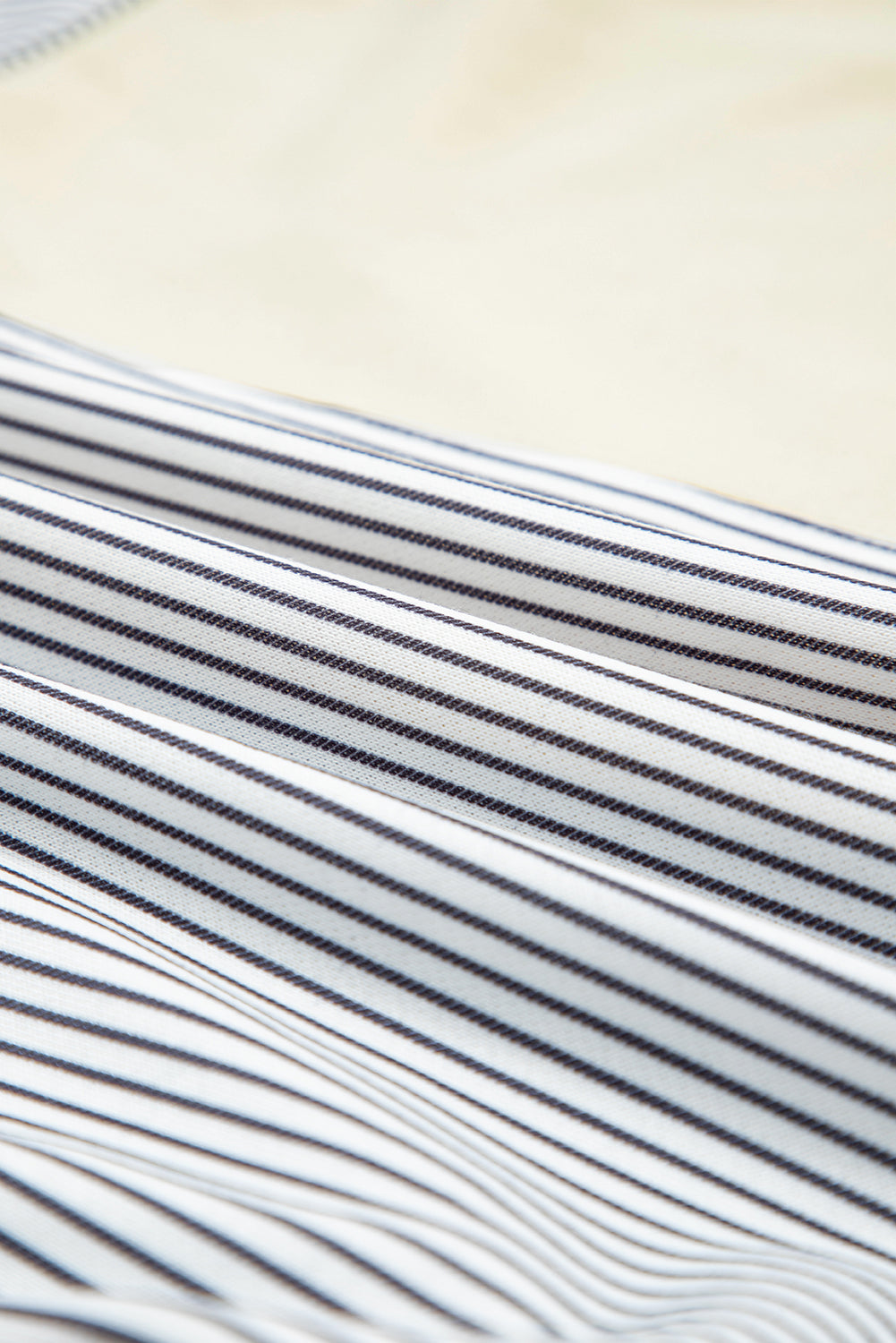 Beige Floral Striped Drop Sleeve Collared Boxy Fit Sweatshirt