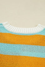 Jurassic Gold Color Block Striped Pullover Sweater