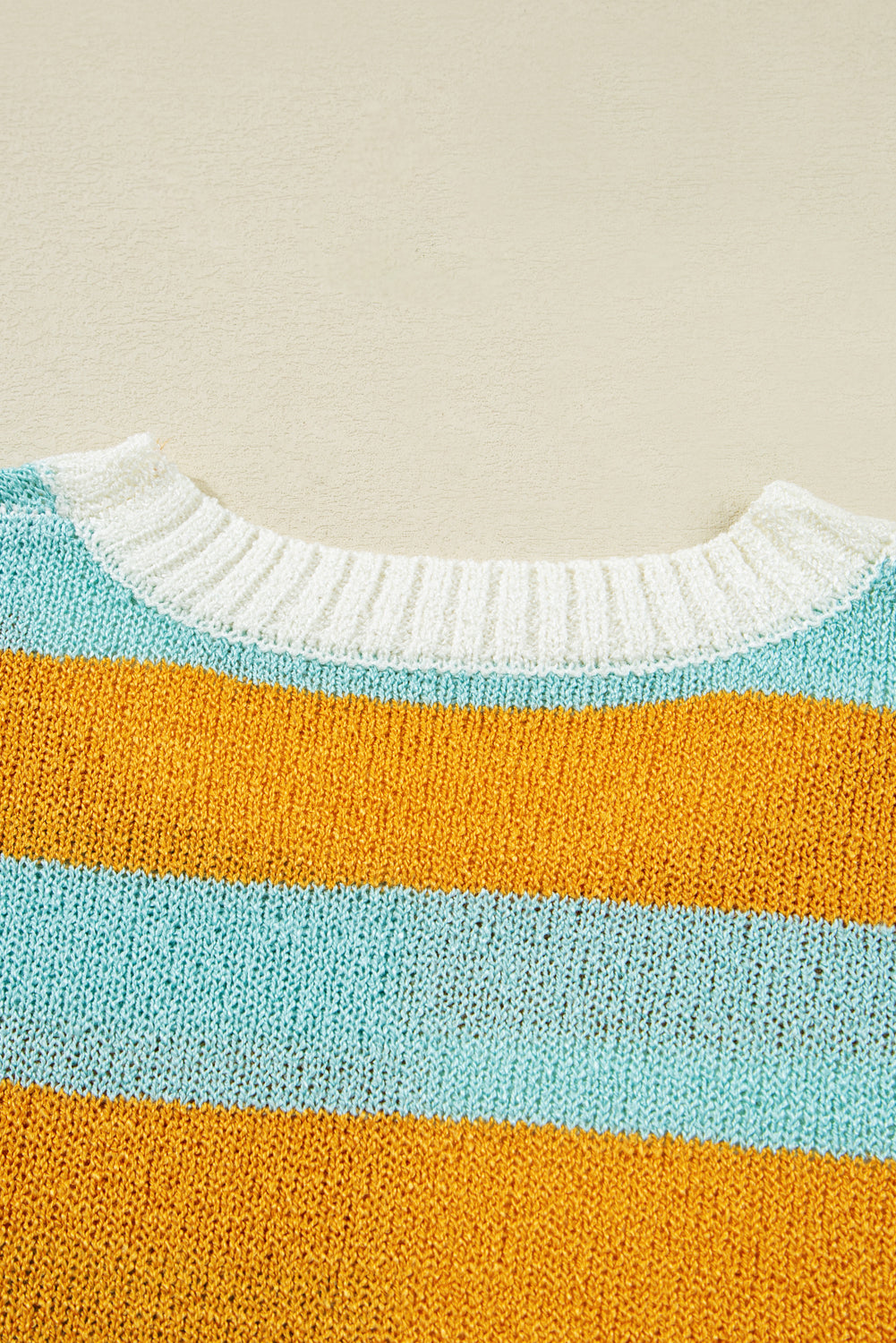Jurassic Gold Color Block Striped Pullover Sweater