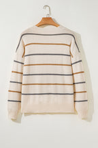 Multicolour Striped Drop Shoulder Plus Sweater