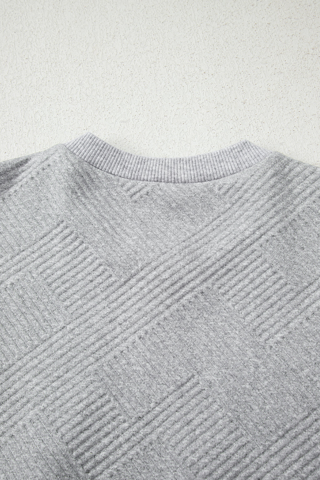 Medium Grey Trendy Textured Half Zip Loose Sweatshirt