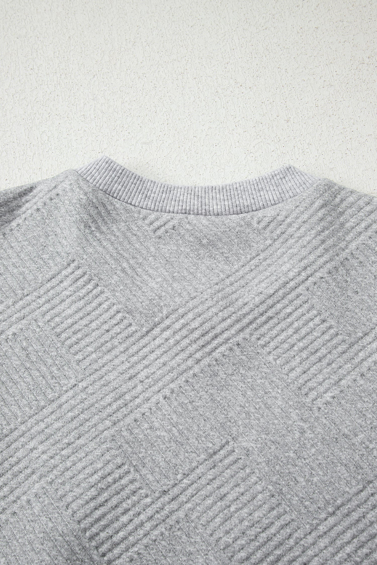 Medium Grey Trendy Textured Half Zip Loose Sweatshirt