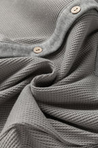 Medium Grey Waffle Knit Patchwork Exposed Seam Loose Shacket