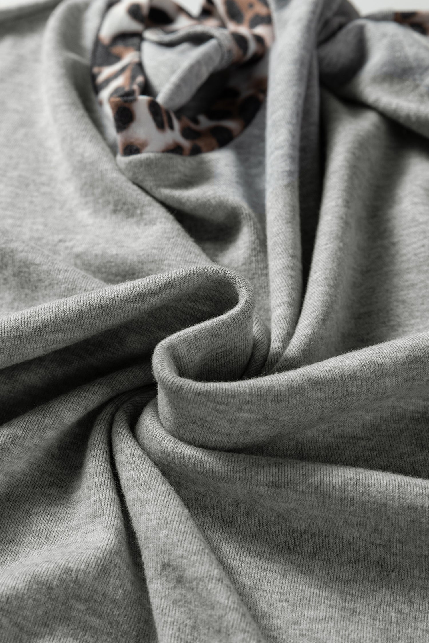 Gray Color Block Leopard Patchwork Dolman Sleeve High Low Baggy Sweatshirt