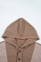Goat Waffle Contrast Patchwork Plus Size Pocketed Hoodie