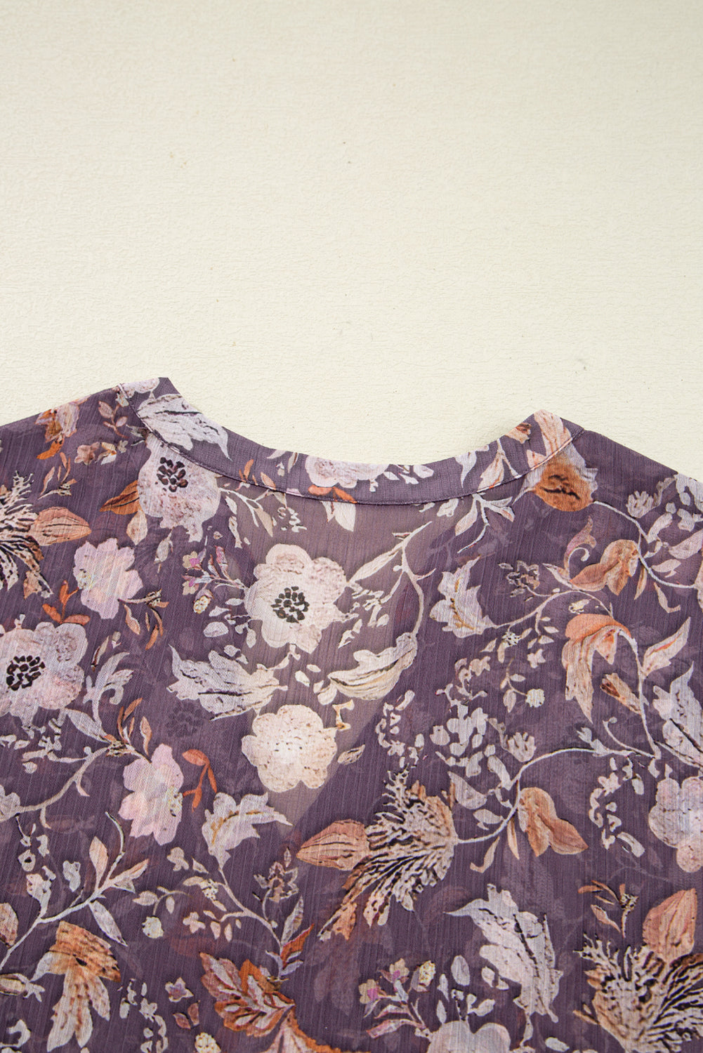 Blue Boho Flower Print 3/4 Sleeve Babydoll Blouse