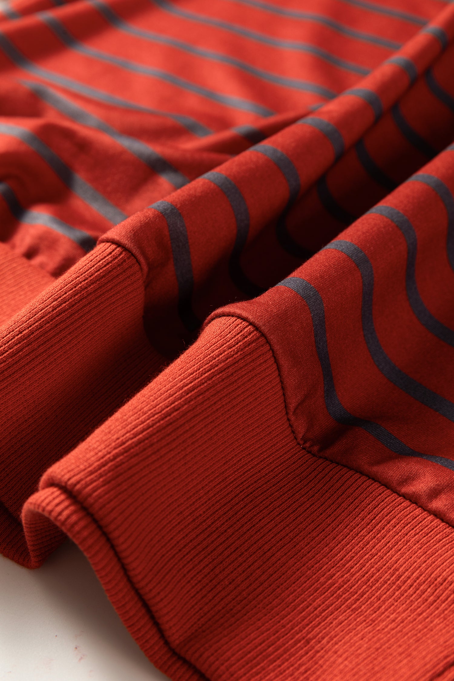 Orange Stripe Contrast Sleeve Patchwork Drop Shoulder Long Sleeve Sweatshirt