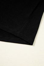 Black Floral Mesh Patchwork Loose V Neck Plus Size T Shirt