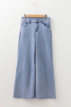 Beau Blue High Waist Button Zip Fly Bell Bottom Jeans