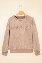 DUNE saved by grace Letter Embroidery Mineral Wash Loose Sweatshirt
