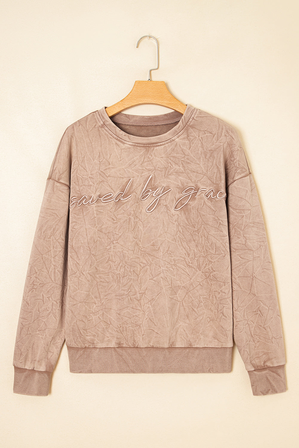 DUNE saved by grace Letter Embroidery Mineral Wash Loose Sweatshirt
