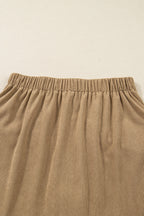 Camel Corduroy Buttoned Front Faux Pockets Mini Skirt