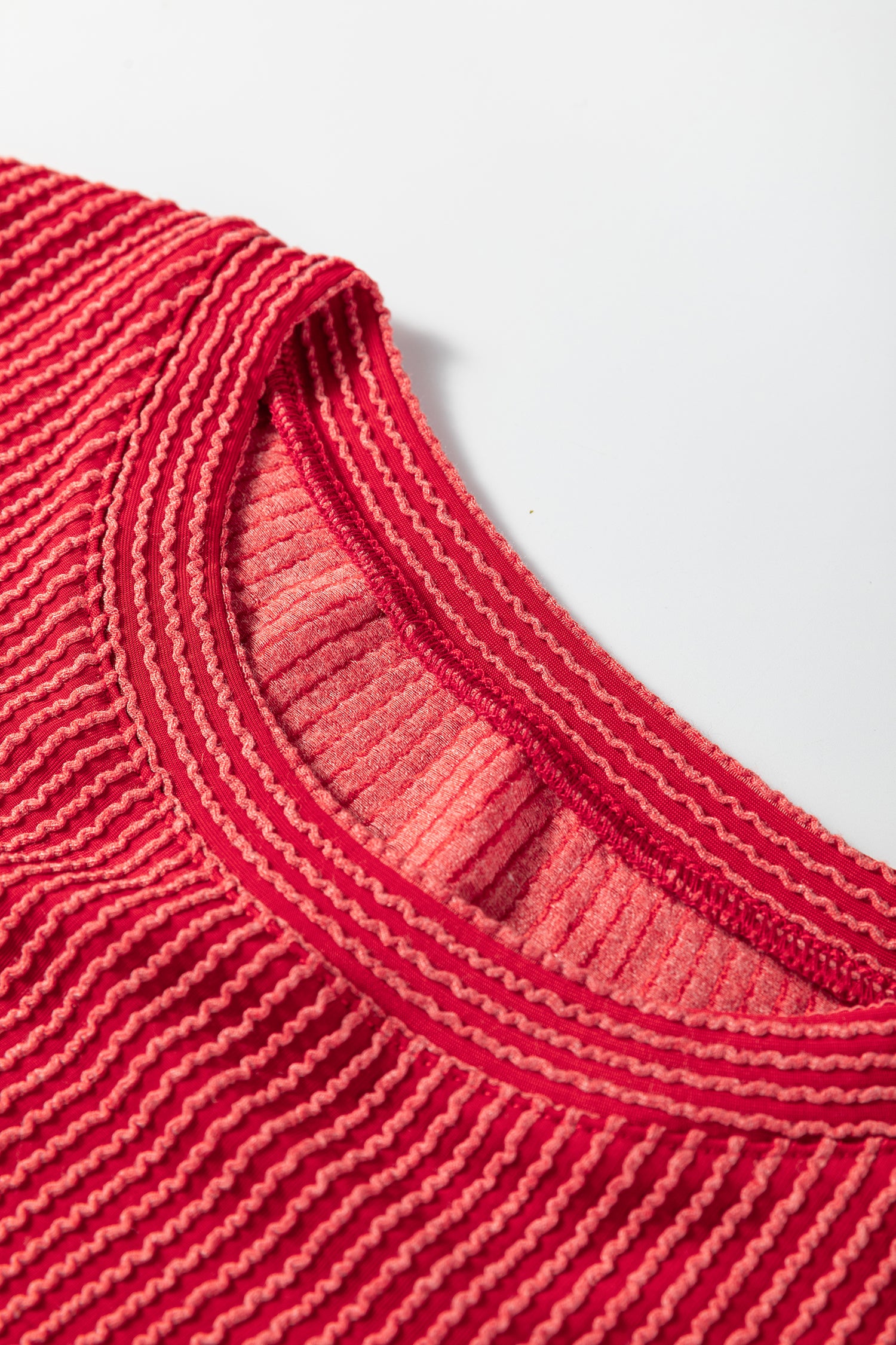 Racing Red Twisted Rib Outlined Merry Letter Graphic Loose Long Sleeve Top