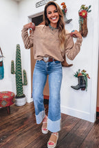 DUNE saved by grace Letter Embroidery Mineral Wash Loose Sweatshirt