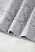 Medium Grey Trendy Textured Half Zip Loose Sweatshirt