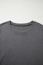 Dark Grey Double Ruffled Short Sleeve Plus Size Top