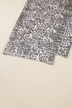 Khaki Plus Size Leopard Print Raw Edge Patch Pocket Drawstring Loose Pants