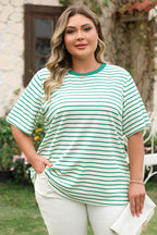 Green Stripe Plus Size St Patricks Day Round Neck T Shirt