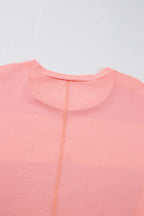 Light Blue Colorblock Striped Drop Shoulder Loose Top